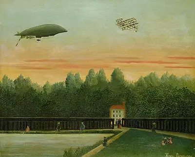 Landscape with the Dirigible Republique and a Wright Airplane Henri Rousseau